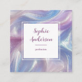 Pastel Iridescente Marmer met Qr Code Vierkante Visitekaartje (Voorkant)