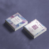 Pastel Iridescente Marmer met Qr Code Vierkante Visitekaartje