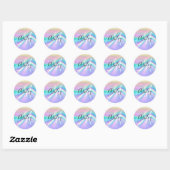 Pastel Iridescente Regenbooggolf Ombre Monogram Ronde Sticker (Vel)