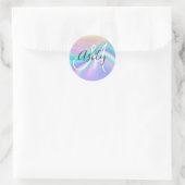 Pastel Iridescente Regenbooggolf Ombre Monogram Ronde Sticker (Tas)