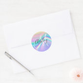 Pastel Iridescente Regenbooggolf Ombre Monogram Ronde Sticker (Envelop)