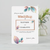 Pastel Iridescerende Bladeren Trouw Droomachtige P Folie Uitnodiging (Staand Voorkant)