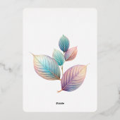 Pastel Iridescerende Bladeren Trouw Droomachtige P Folie Uitnodiging (Achterkant)