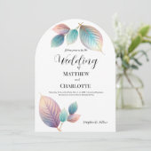 Pastel Iridescerende Bladeren Trouw Droomachtige P Kaart (Staand voorkant)