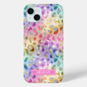 Pastel Iridiscient Luipaardprint Monogram Case-Mate iPhone Case (Achterkant)