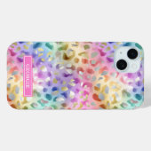 Pastel Iridiscient Luipaardprint Monogram Case-Mate iPhone Case (Achterkant (horizontaal))