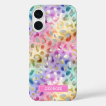 Pastel Iridiscient Luipaardprint Monogram