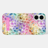Pastel Iridiscient Luipaardprint Monogram Case-Mate iPhone Case (Achterkant (horizontaal))