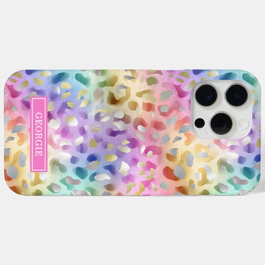 Pastel Iridiscient Luipaardprint Monogram Case-Mate iPhone Case (Achterkant (horizontaal))