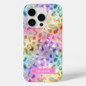 Pastel Iridiscient Luipaardprint Monogram Case-Mate iPhone Case (Achterkant)