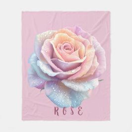 Pastel Iridiserende Roos & Dauwdruppels Romantisch Fleece Deken