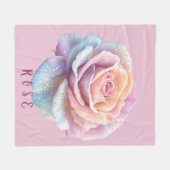 Pastel Iridiserende Roos & Dauwdruppels Romantisch Fleece Deken (Voorkant (Horizontaal))