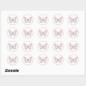 Pastel Iridiserende Vlinder Cirkel Ronde Sticker (Vel)