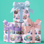 Pastel iriserend Antiek Christmas Wrapping Paper Cadeaupapier<br><div class="desc">Dit cadeaupapier voor vakanties is voorzien van een delicaat, naadloos patroonontwerp met kieskeurige antieke Victoriaans Era ephemera-kerstthema-illustraties van weleer in ouderdom pastel iriserende kleurtinten, op een gesimuleerde holografische achtergrond. Grafische afbeeldingen zijn onder andere Sinterklaas, wintersneeuwlandschappen, een treintje, een kerkgebouw, kerstcadeaus, een versierde kerstboom, een vogeltje, seizoensgebladerte, feestelijke slingers, uitgebreide lijsten...</div>