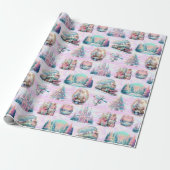 Pastel iriserend Antiek Christmas Wrapping Paper Cadeaupapier (Uitgerold)