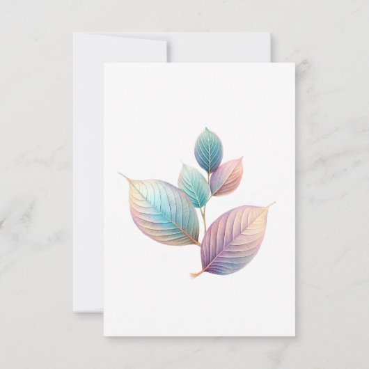 Pastel iriserende bladeren bruiloft dromerige past bedankkaart (Achterkant)