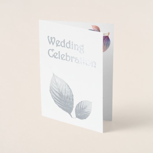Pastel iriserende bladeren bruiloft dromerige past folie kaarten (Voorkant)