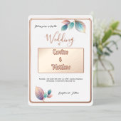 Pastel iriserende bladeren bruiloft dromerige past folie uitnodiging (Staand Voorkant)