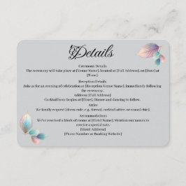 Pastel iriserende bladeren bruiloft dromerige past informatiekaartje