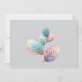 Pastel iriserende bladeren bruiloft dromerige past kaart (Achterkant)