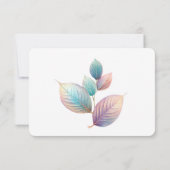 Pastel iriserende bladeren bruiloft dromerige past RSVP kaartje (Achterkant)