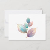 Pastel iriserende bladeren bruiloft dromerige past save the date (Achterkant)