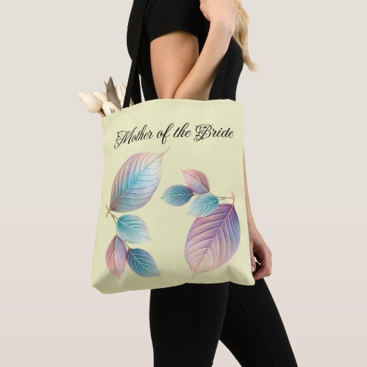Pastel iriserende bladeren bruiloft dromerige past tote bag (Dichtbij)