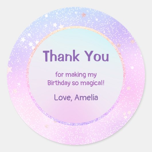 Pastel Iriserende Sterrenstelsel Glitter Galaxy Da Ronde Sticker (Voorkant)