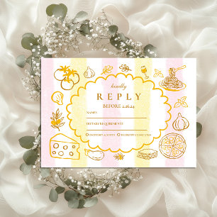 Pastel Italiaanse bruiloft eten thema RSVP Kaartje
