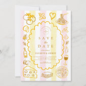 Pastel Italiaanse bruiloft eten thema Save The Date (Voorkant)