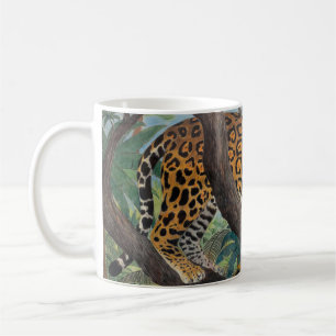 Pastel jaguar: oerwoud tekenen. koffiemok