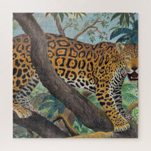 Pastel jaguar: oerwoud tekenen. legpuzzel