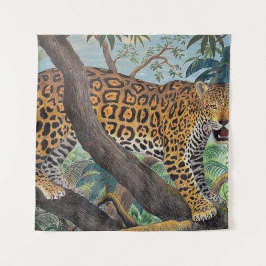 Pastel jaguar: oerwoud tekenen. wandkleed (Voorkant)
