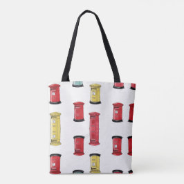 Pastel Japanese Postbox: Watercolor Crayon Style Tote Bag