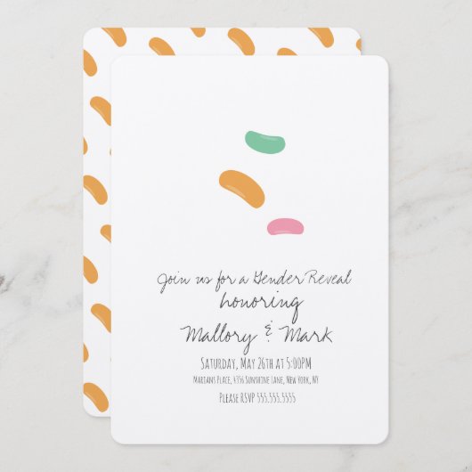 Pastel Jelly Snoep Gender onthulling Kaart (Voorkant / Achterkant)