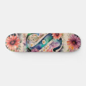Pastel & Jewel Tone Waterverf Bloemen Monogram S Persoonlijk Skateboard (Horizontaal)
