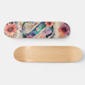 Pastel & Jewel Tone Waterverf Bloemen Monogram S Persoonlijk Skateboard (Horizontaal)