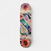 Pastel & Jewel Tone Waterverf Bloemen Monogram S Persoonlijk Skateboard (Voorkant)