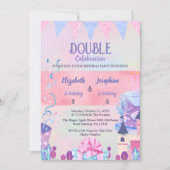 Pastel Joint Girls Double Birthday Celebration Kaart (Voorkant)