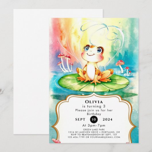 Pastel Joyful Frog Verjaardag Kaart (Voorkant / Achterkant)