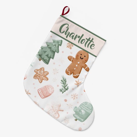 Pastel Joyful Holiday Pattern | Christmas Stocking Grote Kerstsok (Voorkant (Hangend))