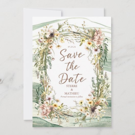 Pastel Joyful Wildflower bruiloft Save The Date (Voorkant)