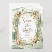 Pastel Joyful Wildflower bruiloft Save The Date (Voorkant / Achterkant)
