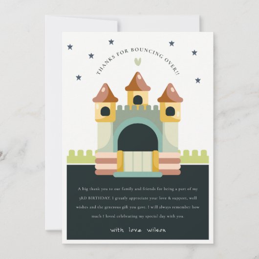 Pastel Jumping Castle Jump & Play Kids Birthday Bedankkaart (Voorkant)