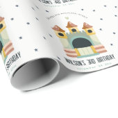 Pastel Jumping Castle Jump & Play Kids Birthday Cadeaupapier (Rol Hoek)