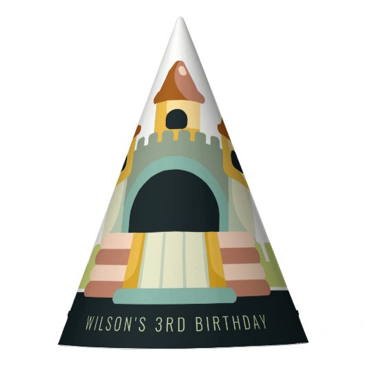 Pastel Jumping Castle Jump & Play Kids Birthday Feesthoedjes (Voorkant)