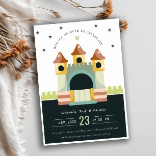 Pastel Jumping Castle Jump & Play Kids Birthday Kaart