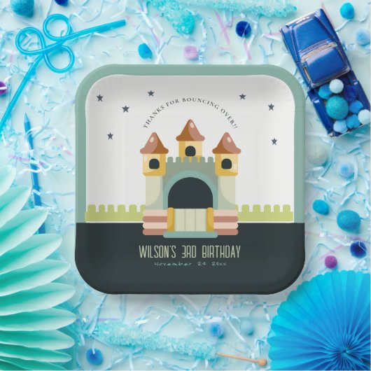 Pastel Jumping Castle Jump & Play Kids Birthday Papieren Bordje (Feest)