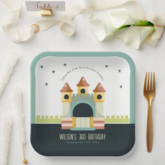 Pastel Jumping Castle Jump & Play Kids Birthday Papieren Bordje (Huwelijk)