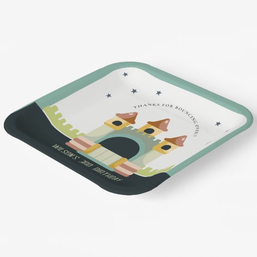 Pastel Jumping Castle Jump & Play Kids Birthday Papieren Bordje (Gebogen)